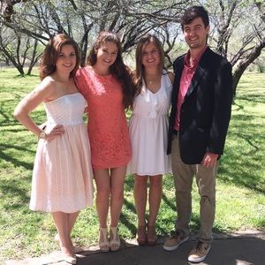 White eyelet and ballet blush pink dress